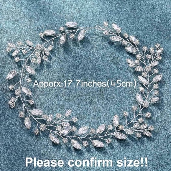 Bride Wedding Rhinestone Hair Vine Bridal Silver Hair Piece Crystal Headband - Picture 4 of 5